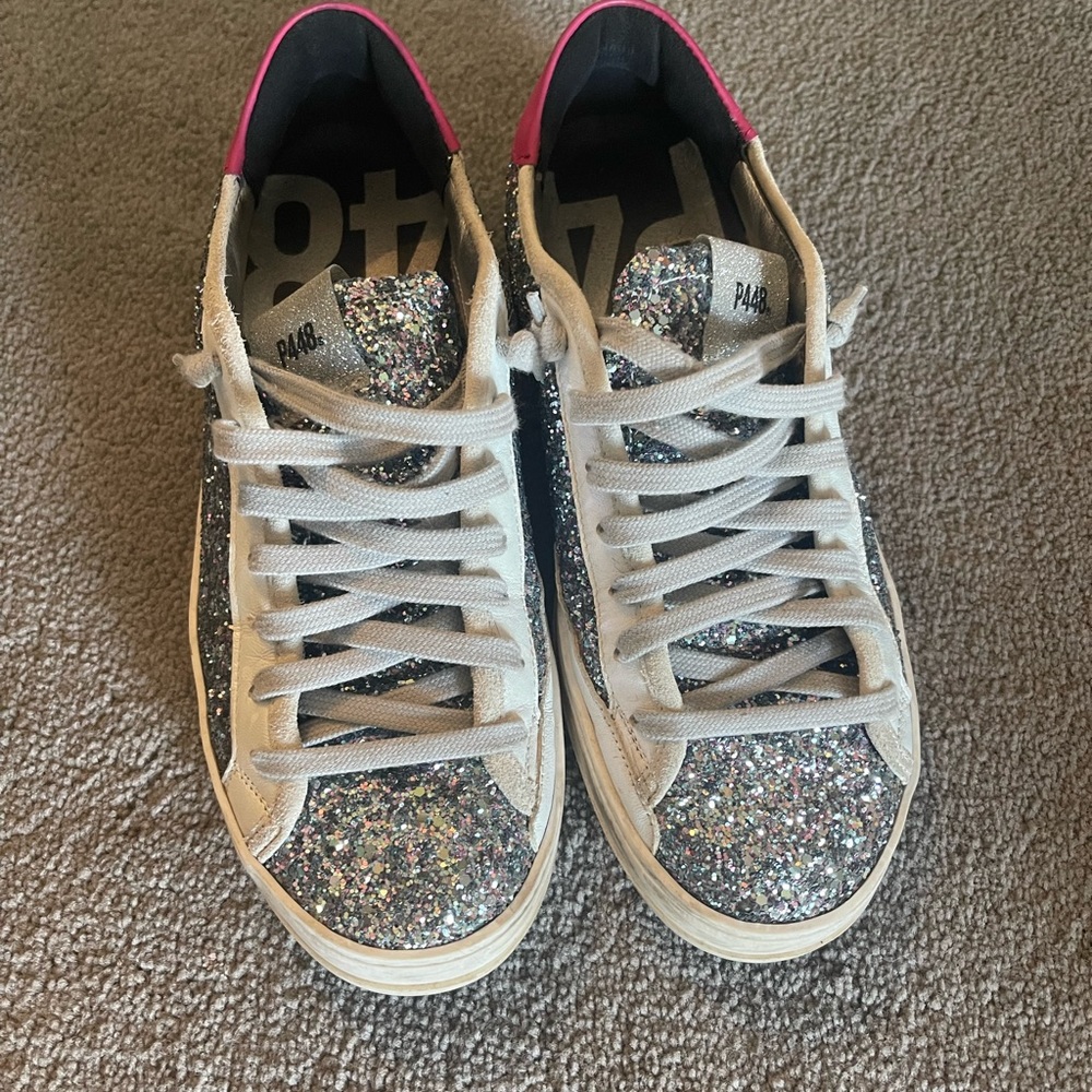 P448 sparkle sneakers with pink detail